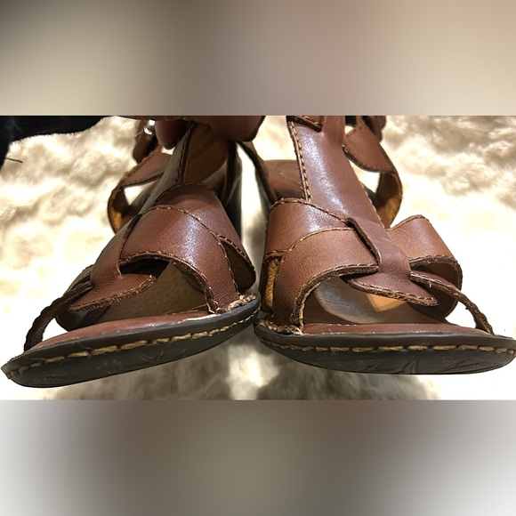 Born Chenille brown leather strappy slingback heel sandals women’s size 8M - Picture 7 of 16